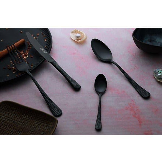 Furtino Hamford Dessert Spoon Black Matt 18/10 Stainless Steel Dessert Spoon 4 mm, Pack of 12