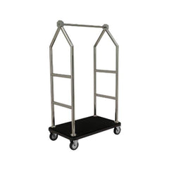 VM Group Hotel Luggage Trolley Silver- 304 Stainless Steel Tube Ø50 mm With 100% Polyamide Velour Carpet, L 105 x W 65 x H 195 cm