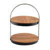 Tablecraft 10719 Two Tier Round Wood Acacia Display Stand - thehorecastore