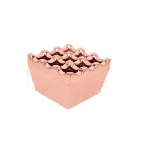 Square Shape 9 hole Stainless Steel Windproof Ashtray, 7.3 x 4.2 cm, Color Copper
