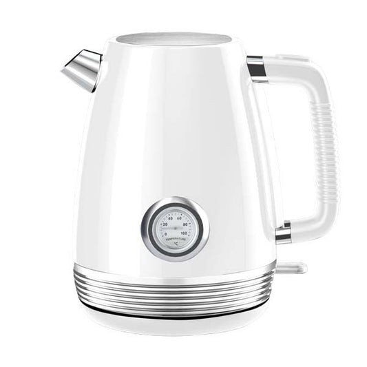 Roomwell Retro Stainless Steel / ABS Electric kettle 1.5 L, 1500 W, Cordless, Boil Dry Protection & Auto Shut-off, Strix UK Controller, Color White - thehorecastore